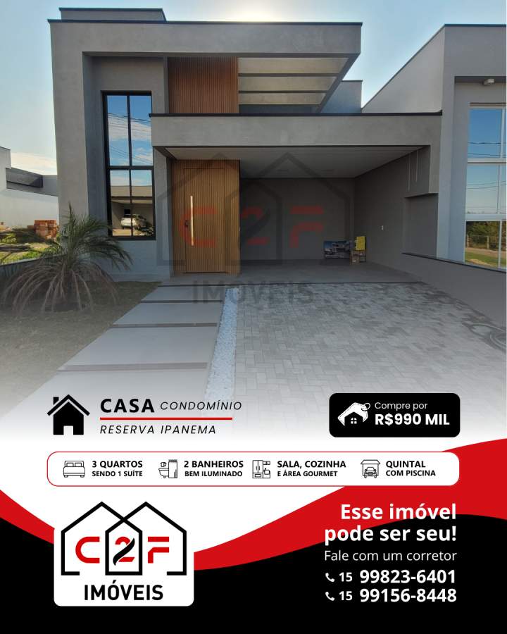 Casa de Condomínio, 3 quartos - Foto 1